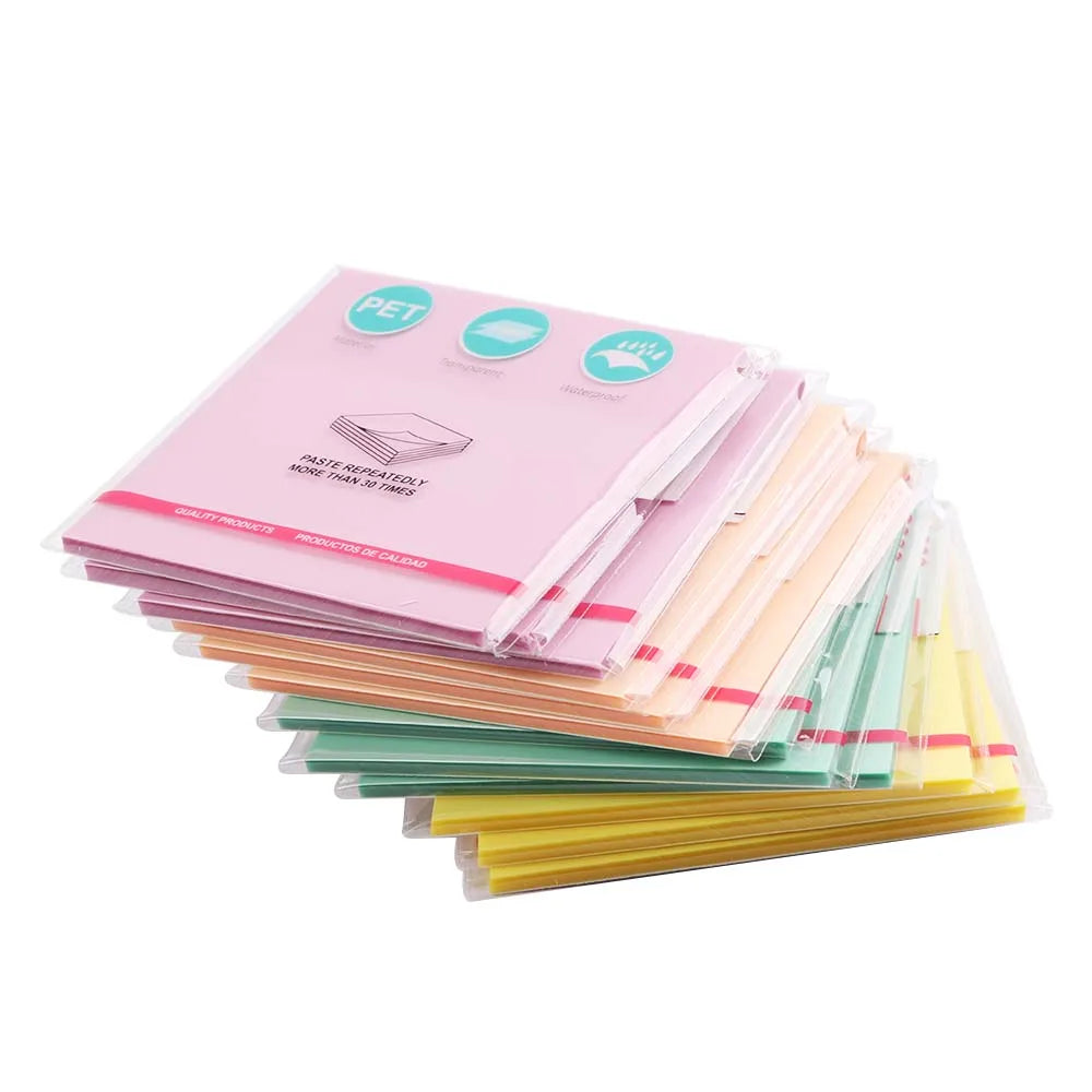 50 Sheets Creative Transparent PET Sticky Notes Pad Waterproof Self-Adhesive Memo Pads for School Office Stationery Supplies