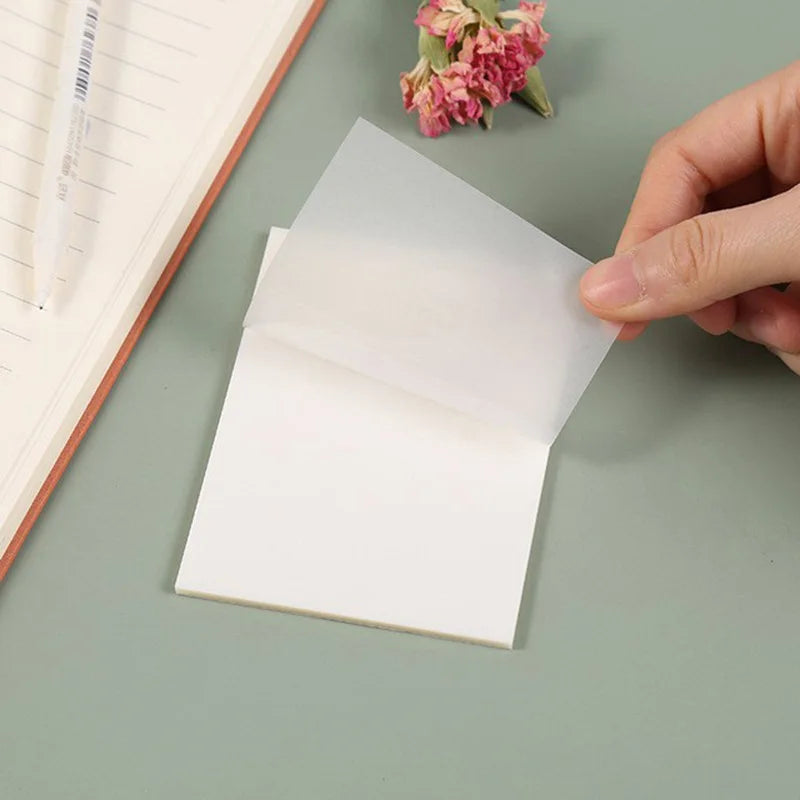 50 Sheets Creative Transparent PET Sticky Notes Pad Waterproof Self-Adhesive Memo Pads for School Office Stationery Supplies