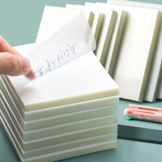 50 Sheets Creative Transparent PET Sticky Notes Pad Waterproof Self-Adhesive Memo Pads for School Office Stationery Supplies