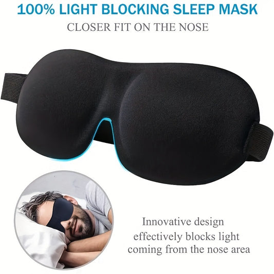 1/3/5/10 Pack Sleep Pure Black 3D Contoured Eye Mask - Pure Blackout, Soft Comfortable Ergonomic Design, Hypoallergenic & Fragrance-Free for Adults, Men & Women - Travel, Home, Office Use, Sleep Enhancement | Modern Sleepwear